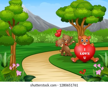 Cartoons of some bears on valentines day