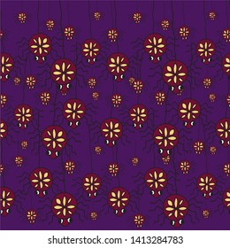 Cartoons spider colorful seamless pattern on blue design element stock vector illustration for web, for print