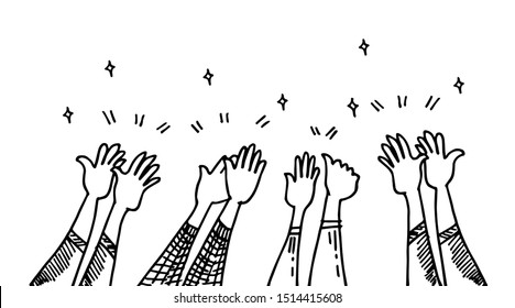 the cartoons style of Hands clapping. hands up, applause and thumbs up gestures. hands people for concept design. doodle vector illustration