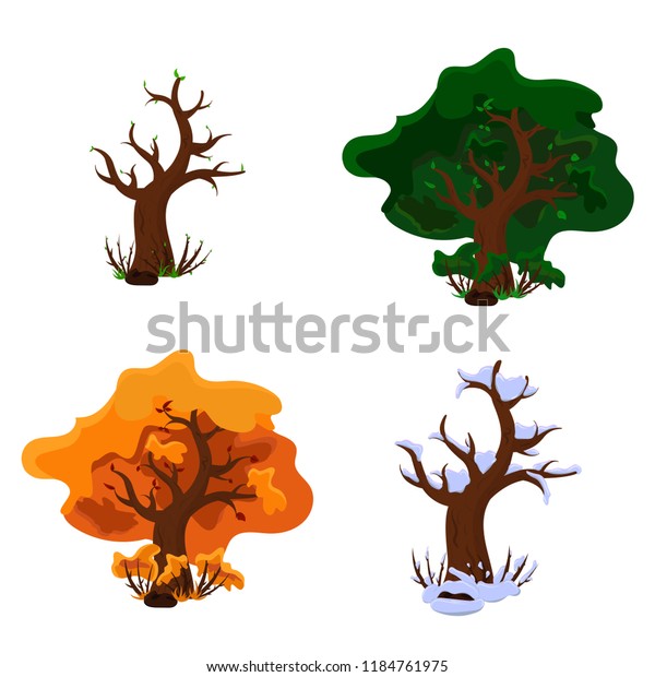 Cartoons Trees Spring Summer Autumn Winter Stock Vector (Royalty Free ...