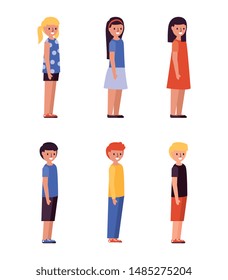 cartoons of young students isolated. Vector illustration
