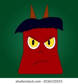 Cartoon-style angry devil character with horns and intense expression. Ideal for Halloween-themed projects, decorations, and spooky designs.