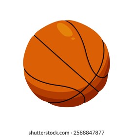 Cartoon-style basketball with black lines and shading, isolated on a white background. The design emphasizes a playful and dynamic sports concept. Vector illustration