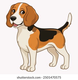 Cartoon-style Beagle vector illustration isolated on a white background, perfect for pet-themed designs and projects.