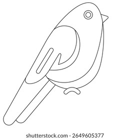 Cartoon-style bird in line art format. Fun and engaging for early education, printable games, or animal-themed activities.