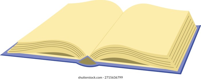 Libro de estilo de dibujos animados, libro de texto escolar. Concepto de lectura de ficción, libro abierto. Elemento de diseño para Bibliotecas y cursos educativos. Ilustración vectorial aislada. 