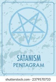 A cartoon-style card featuring the inverted pentagram symbol associated with Satanism