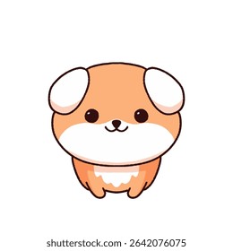 cartoon-style chibi puppy with a round face, fluffy ears, and a cheerful smile.