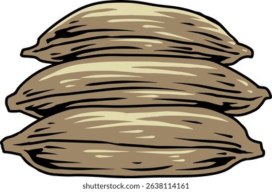 Cartoon-style compost sacks stacked in pile