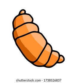 Cartoon-style croissant on an isolated white background. Cooking, recipes, tools for the kitchen. Bakery set hand drawn. Stock vector illustration.