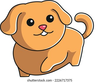 A cartoon-style cute puppy isolated on a white background 