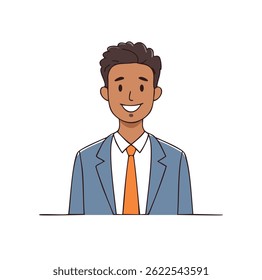 Cartoon-style diverse office worker clean modern outline style