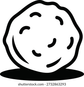 A cartoon-style drawing of a cookie with a smiley face and a shadow underneath on a plain white background