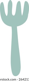 A cartoon-style fork with rounded tines and a smooth handle. The utensil is depicted in a playful and simplistic manner. Cartoon vector illustration.