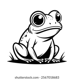 A cartoon-style Frog Vector Silhouette