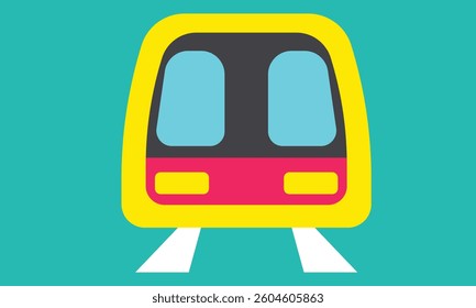 Cartoon-style front view of train