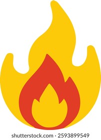 cartoon-style graphic depicts a vibrant flame. Fire flame icon. Illustration of a Flame. Fire icon.