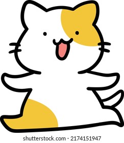 Cartoon-style hand-drawn illustration of a cat running happily