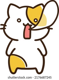 A cartoon-style hand-drawn illustration of a cat whose soul is about to escape, which can be used when you are stunned or have premenstrual syndrome.