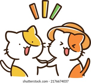 Cartoon-style hand-drawn illustrations of two cats shaking hands that can be used in various business and communication situations