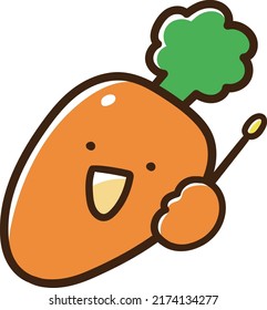 Cartoon-style hand-drawn illustrations when a carrot teacher with facial expressions is talking or explaining something
