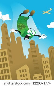 Cartoon-style illustration of the dollar in a freefall.