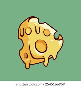 cartoon-style illustration featuring slices of yellow cheese with round holes. Perfect for food blogs, recipe design, promotions