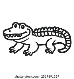 Ilustração em estilo cartoon de um crocodilo amigo com um rosto sorridente.