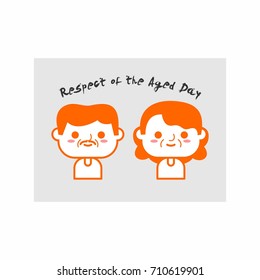 Cartoon-style illustration marking Respect for the Aged Day, featuring cheerful elderly characters. Highlighting the importance of appreciating and valuing seniors in society with bright