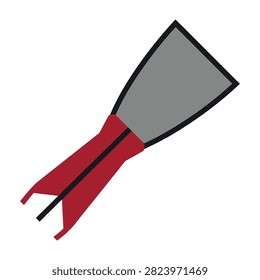 A cartoon-style illustration of a red and gray oar for rowing boats recreational sports equipment