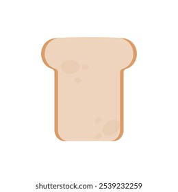 Cartoon-style illustration of a single white bread slice, light brown with textured spots. Ideal for bakery, food, and breakfast themes.