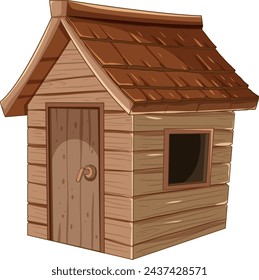 Cartoon-style illustration of a small wooden doghouse.
