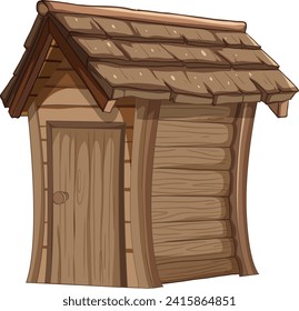 Cartoon-style illustration of a small wooden shed.