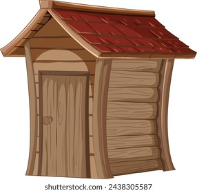 Cartoon-style illustration of a small wooden shed.