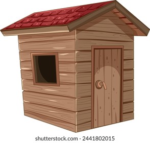 Cartoon-style illustration of a small wooden shed.