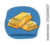 a cartoon-style illustration of three gold bars stacked on top of each other, with the word 