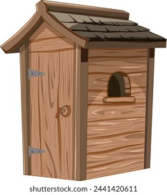 Cartoon-style illustration of a wooden dog house.