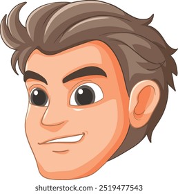 Cartoon-style male face with brown hair