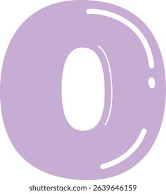 Cartoon-style number 0 in purple, ideal for educational content, children's materials, and playful learning experiences.

