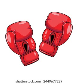 Cartoon-style outline illustration of red boxing gloves, symbolising strength, determination, and the spirit of competition in the ring