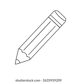 Cartoon-style pencil line art with eraser and sharp tip in vector format. Perfect for kids’ education, coloring pages, and school visuals.
