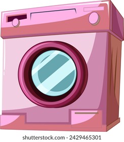 Cartoon-style pink washing machine vector graphic