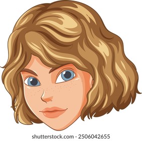 Cartoon-style portrait of a blonde girl