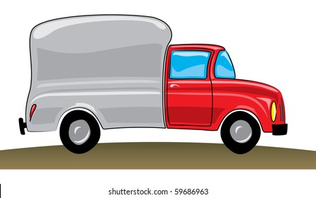 cartoon-style red pickup track