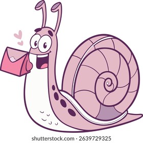 Cartoon-style snail with mailbox as its shell, perfect for humorous kid-focused content, playful illustrations, story characters, and creative artwork