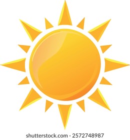 A cartoon-style sun icon with bright yellow rays, symbolizing warmth and energy