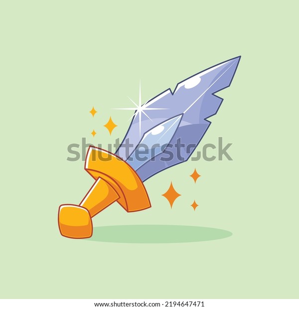 Cartoonstyle Sword Design On Green Background Stock Vector (royalty 