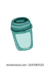 Cartoon-style to-go coffee cup, vector