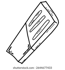 cartoon-style unwrapped chocolate bar with three curved grooves on top. The simple, bold lines and flat brown coloring make it suitable for food icons or digital stickers.