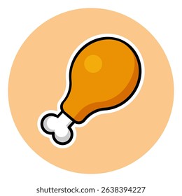 Cartoon-style vector illustration of a chicken drumstick. Great for food apps, restaurant logos, menu designs, or educational materials about protein-rich foods.